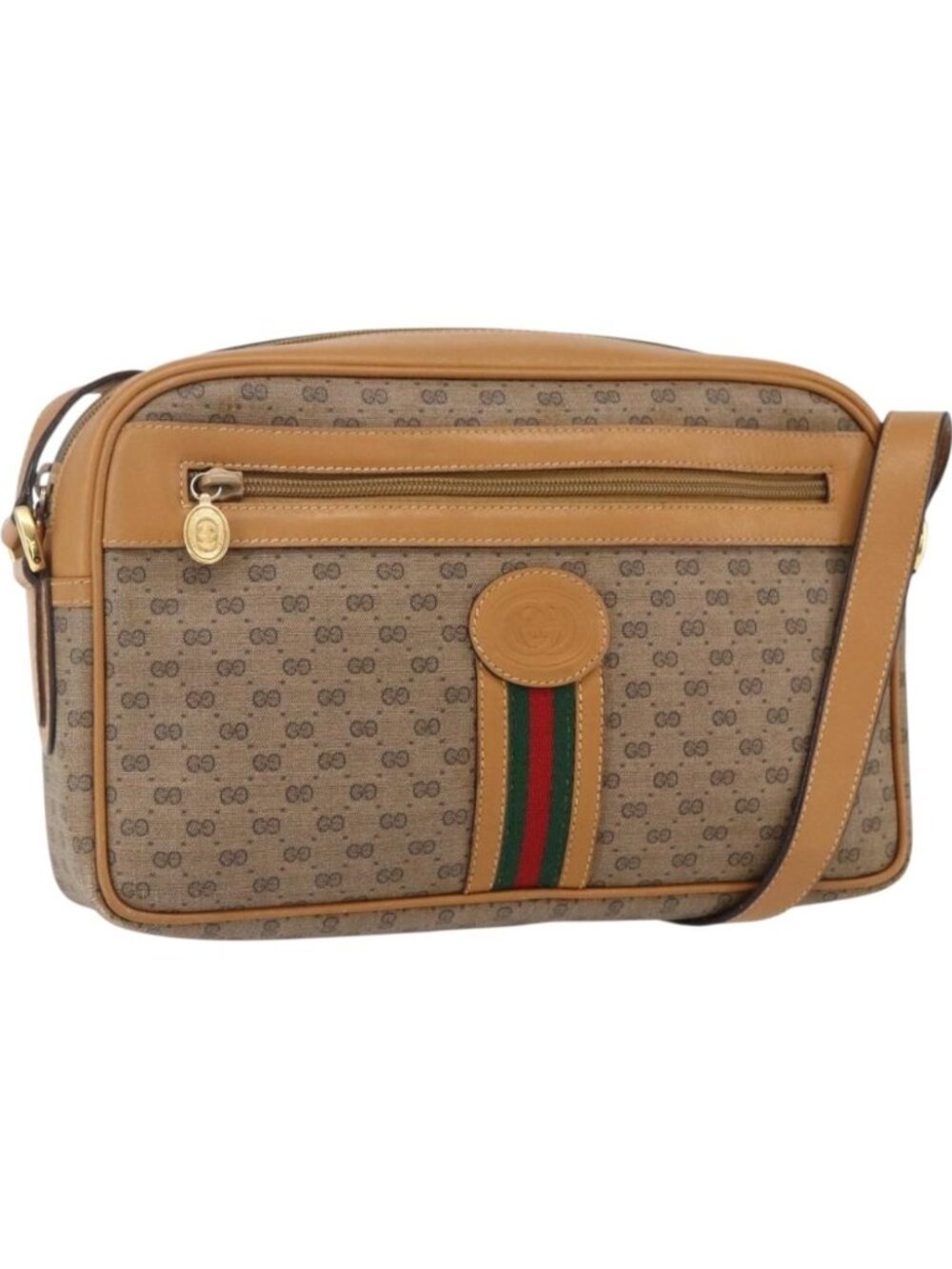 GUCCI Micro GG Supreme Web Sherry Line Bag PVC Beige 001 23 0942